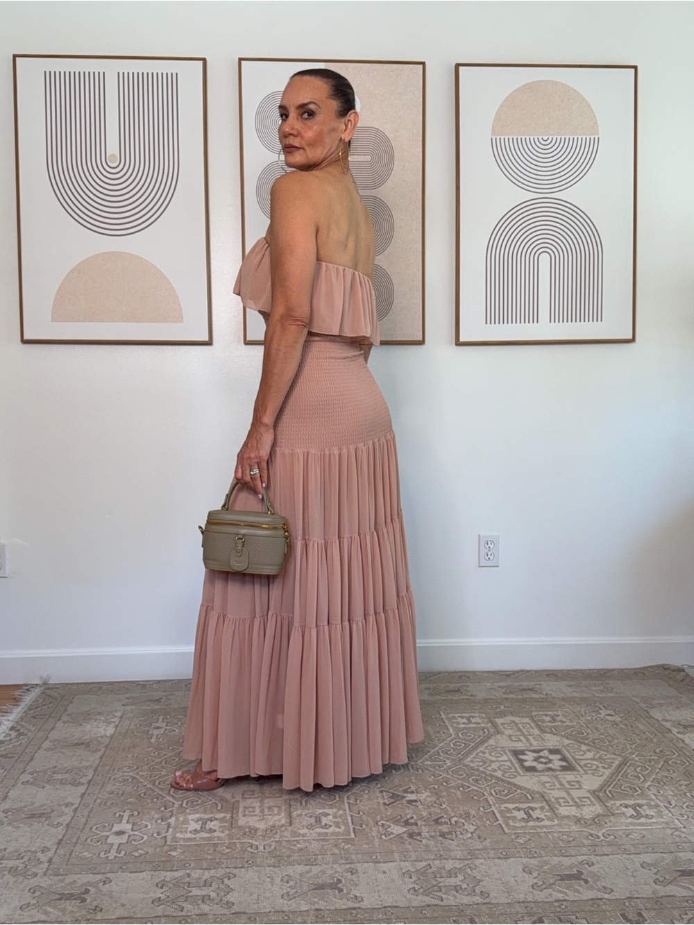 ‼️Chicwish Smocked Strapless Tiered Maxi Skirt in Dusty Rose‼️